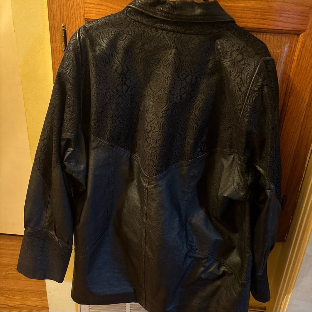 Vintage 1980’s G-III Black Leather Paisley Design Jacket Size 1X - Picture 10 of 11